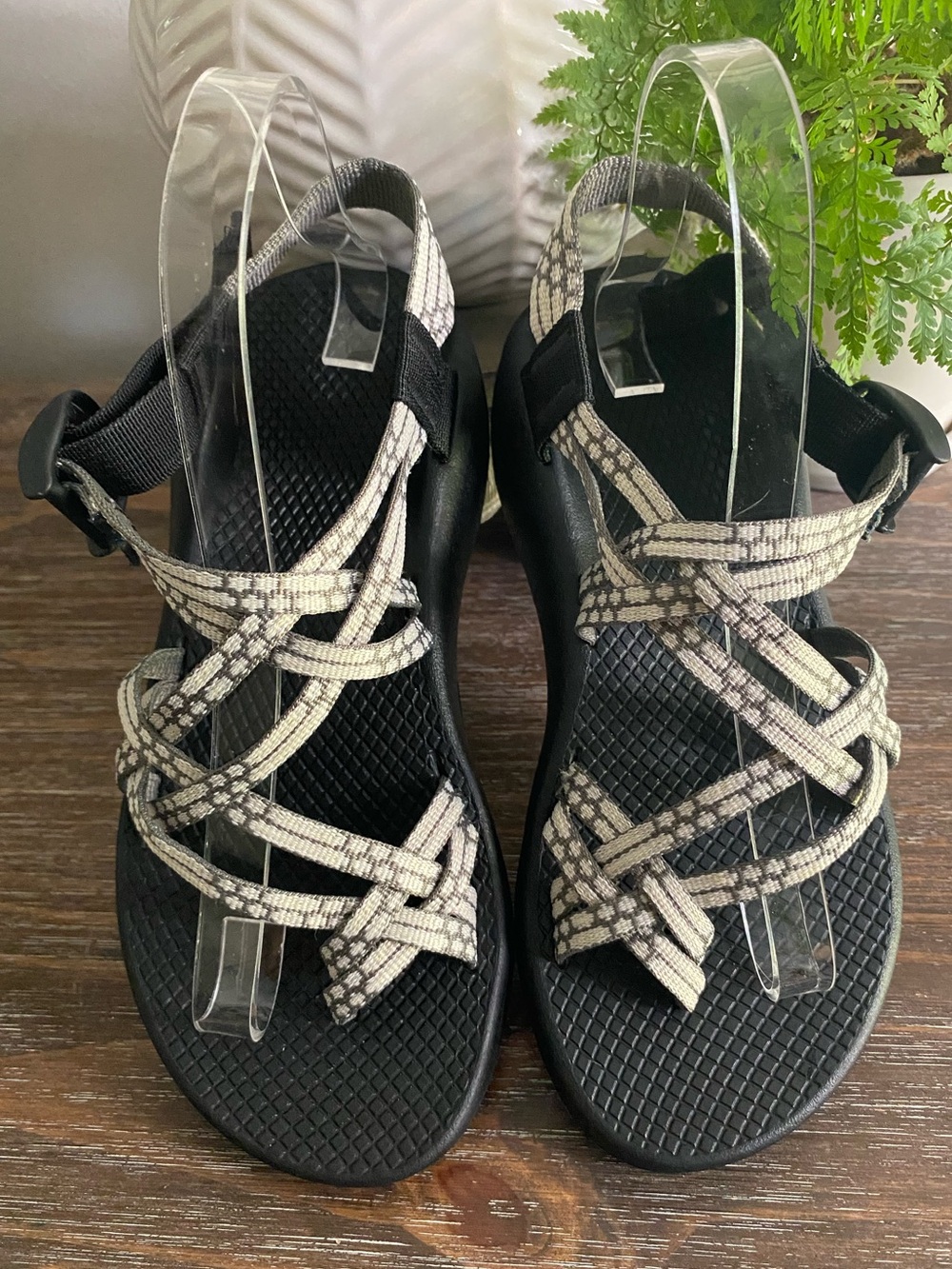 Chaco | Strappy ZX/2 Outdoor Hiking Kayaking Walking Sandals Shoes 7 Black Cream - Picture 6 of 10